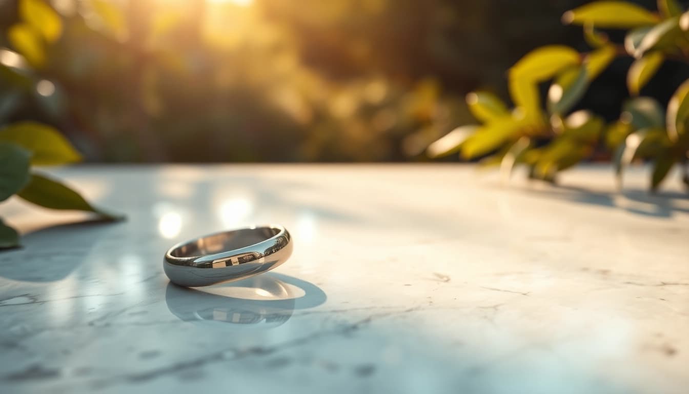 Health Ring showcasing innovative design and smooth texture on a marble surface with natural elements.