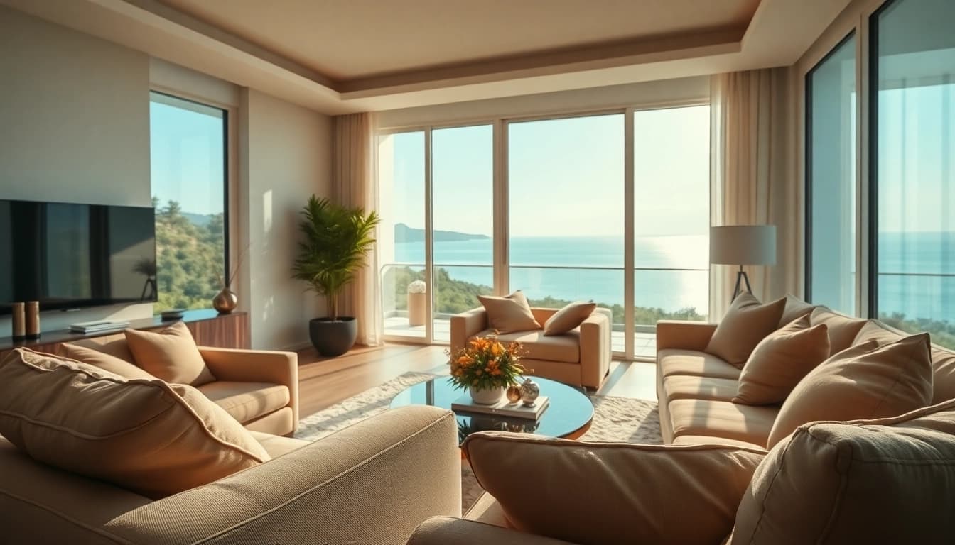 Showcase of alluring alanya flats for sale with stunning Mediterranean views and modern decor.