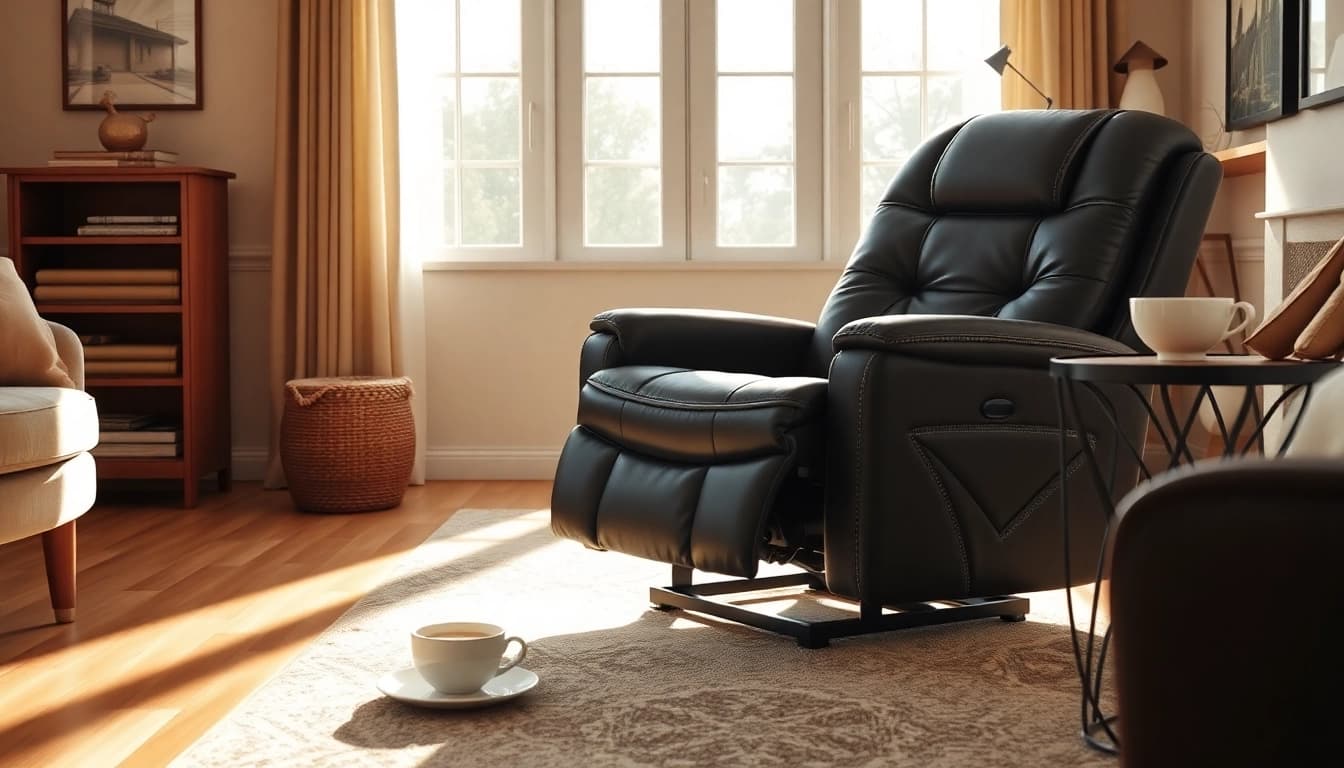 Experience the comfort of a lift recliner chair with heat and massage in a cozy living room.