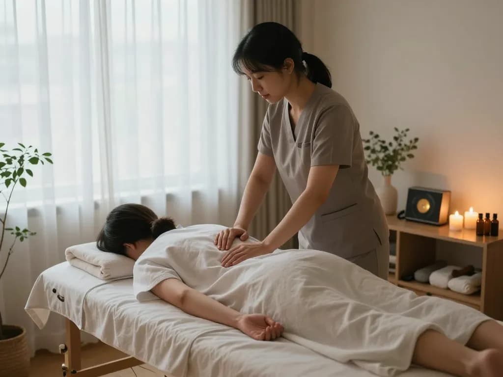 Experience 서울출장마사지 in a serene home setting with a professional therapist providing soothing care