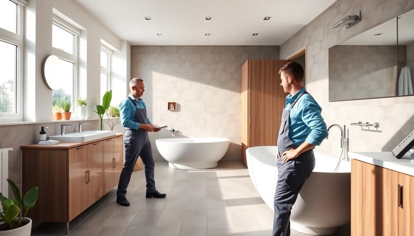 Transforming spaces with bathroom fitters Manchester in a stylish modern bathroom renovation.