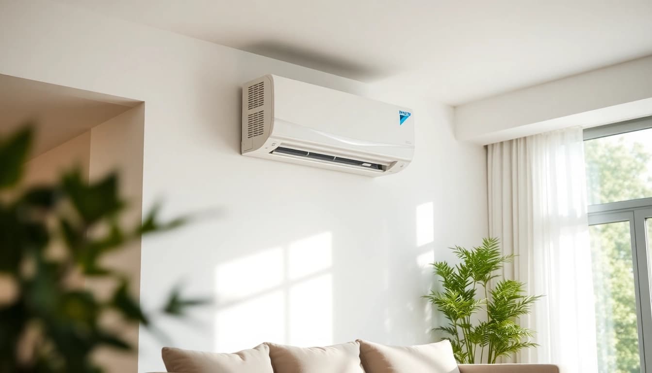 Install a Daikin mini split AC in a modern living room with sleek design features.