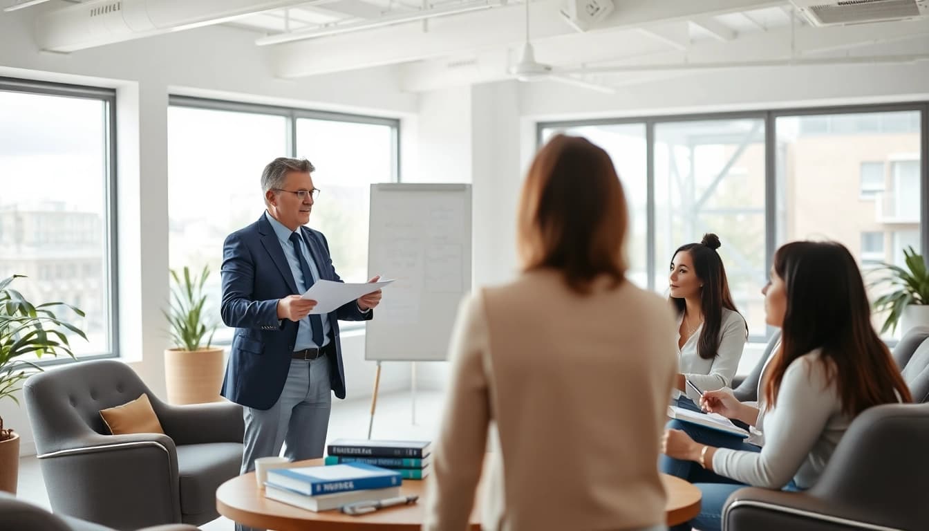 Engaging session with a business coach in Los Angeles, fostering client collaboration.