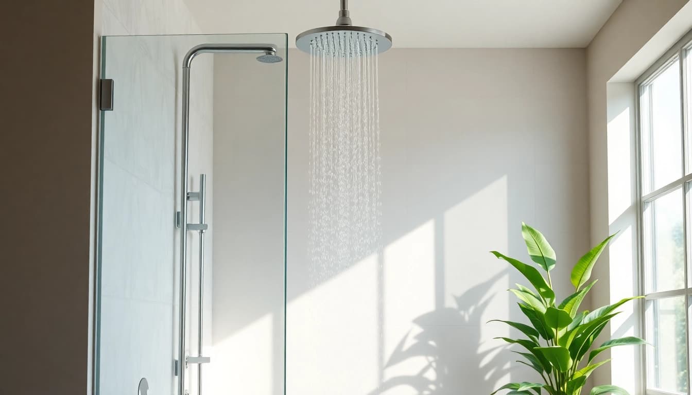 Transform your bathroom with a sunny shower featuring a sleek design and natural lighting.