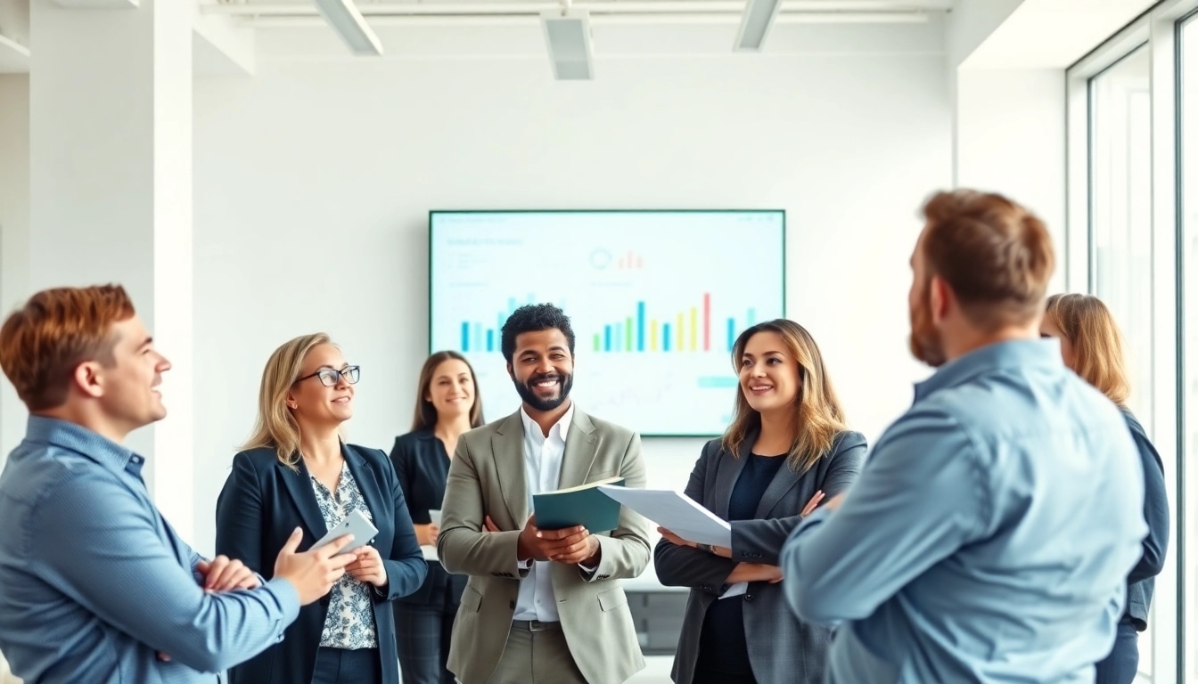 Business consultants collaborating in a bright office to represent Quickplus Business Consultants services.