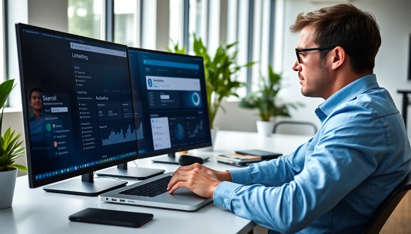 Analyze to scrape linkedin leads from search results, showcasing a data analyst in focus.