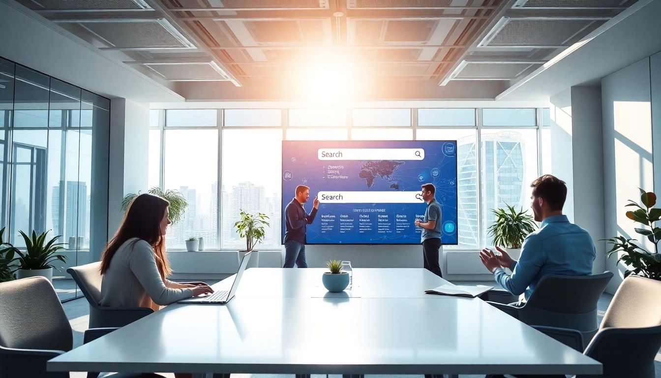 Visualizing enterprise search ai in an innovative workspace, showcasing AI capabilities for improved information retrieval.