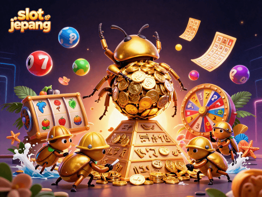 Experience winning with slot server jepang in a vibrant casino scene featuring golden coins and exciting gameplay elements.