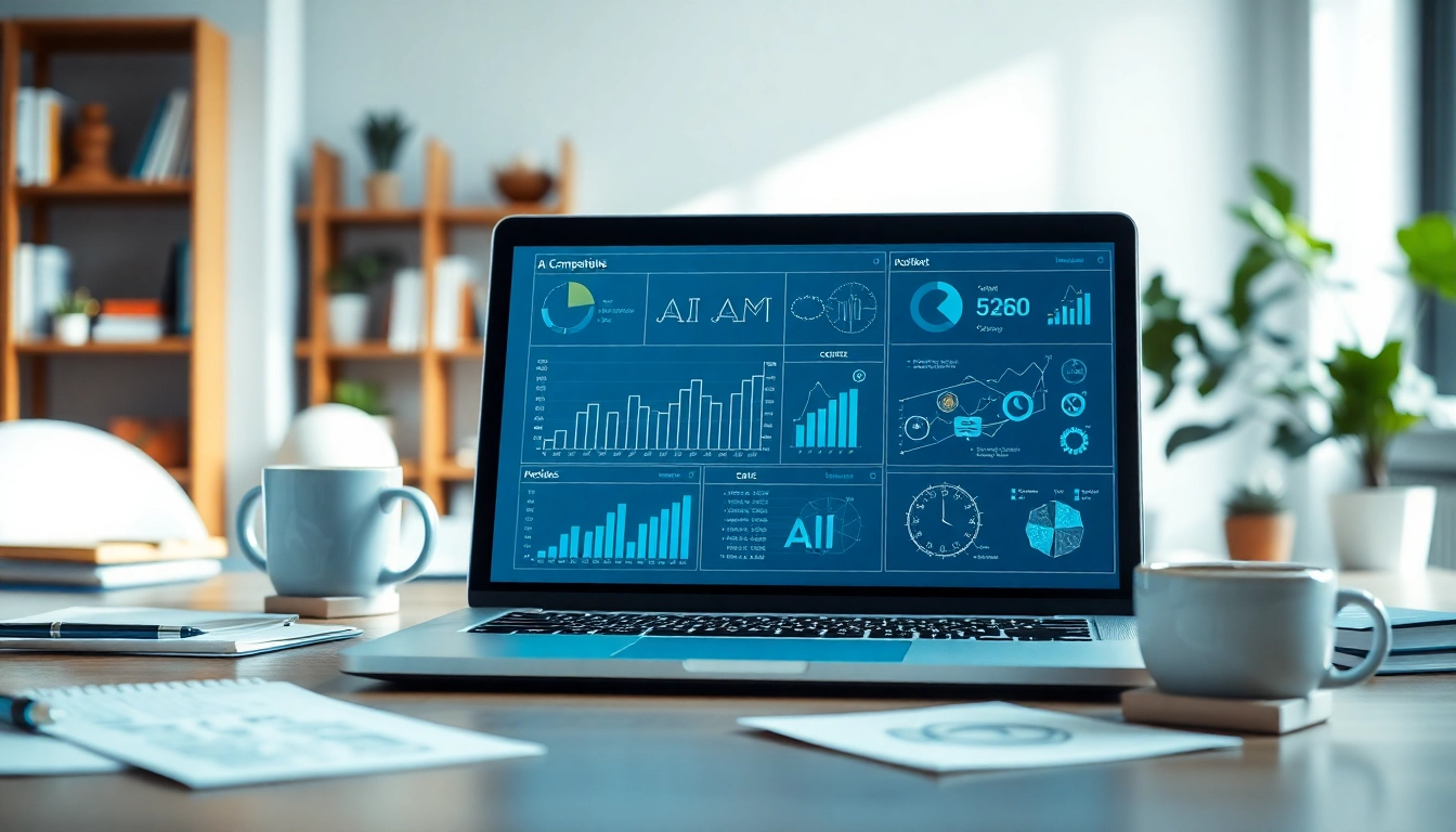 Utilize AI for competitor analysis in a professional digital workspace with innovative visualizations.