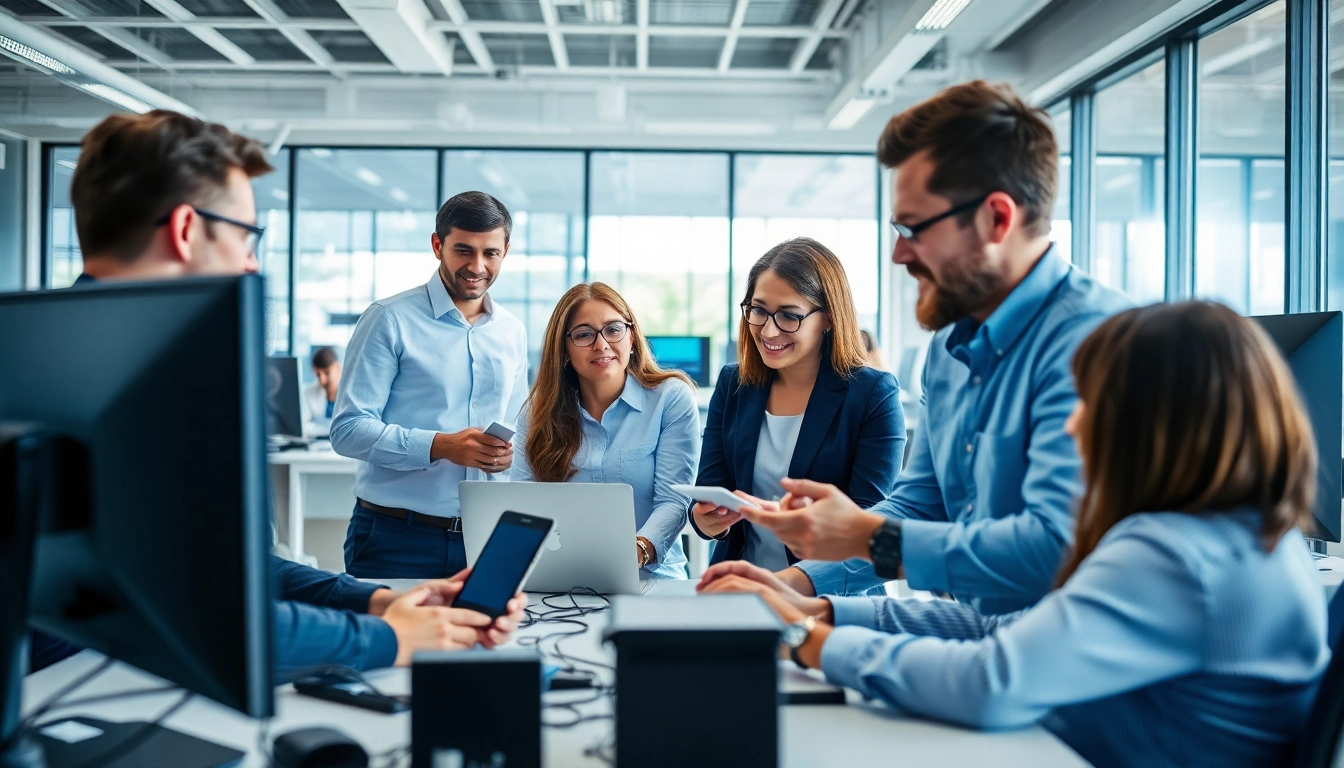 Boost your business with managed IT services near me from a dedicated IT team in a modern office setting.