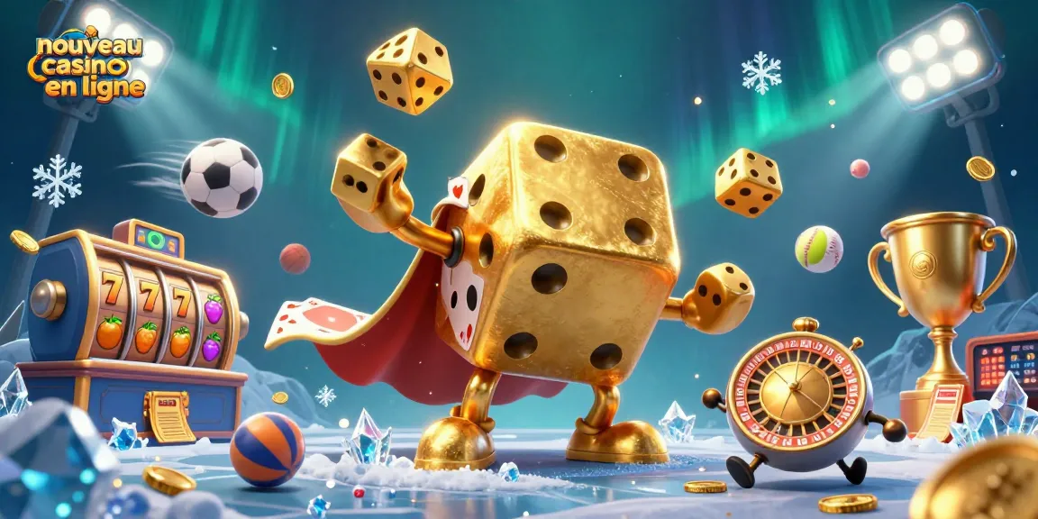 Jouer au nouveau casino en ligne avec un golem de dés dorés et des éléments de jeux de hasard captivants.