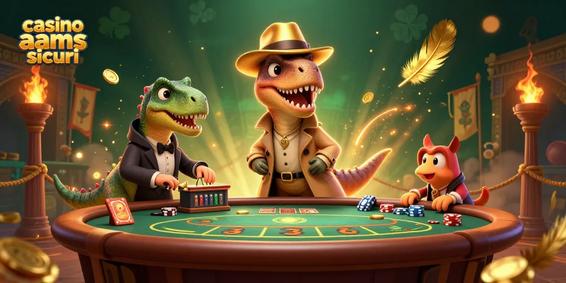 Scopri i migliori casinò non AAMS sicuri mentre giochi con un velociraptor al tavolo di blackjack.