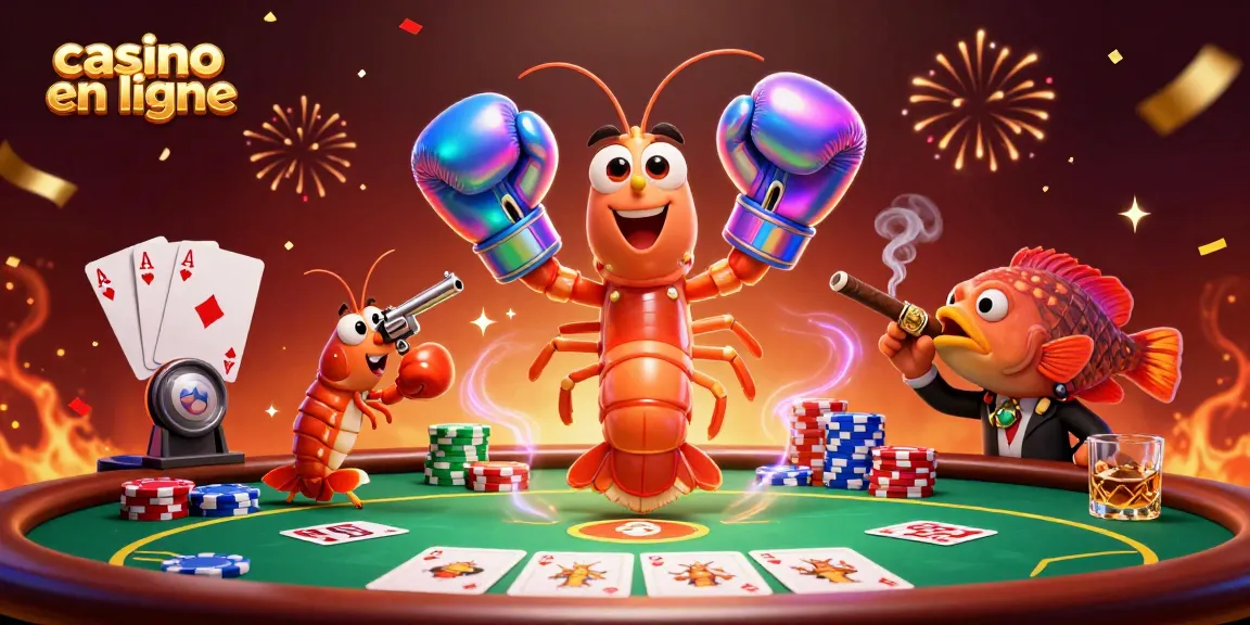 Jouez au casino en ligne avec des personnages cartoon et des éléments de poker animés.