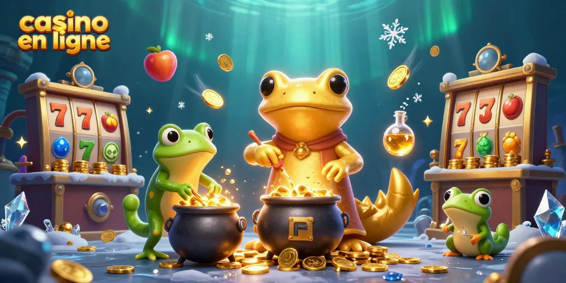 Visuel dynamique représentant un alchimiste géant en or dans un casino en ligne, entouré d'éléments de jeux.