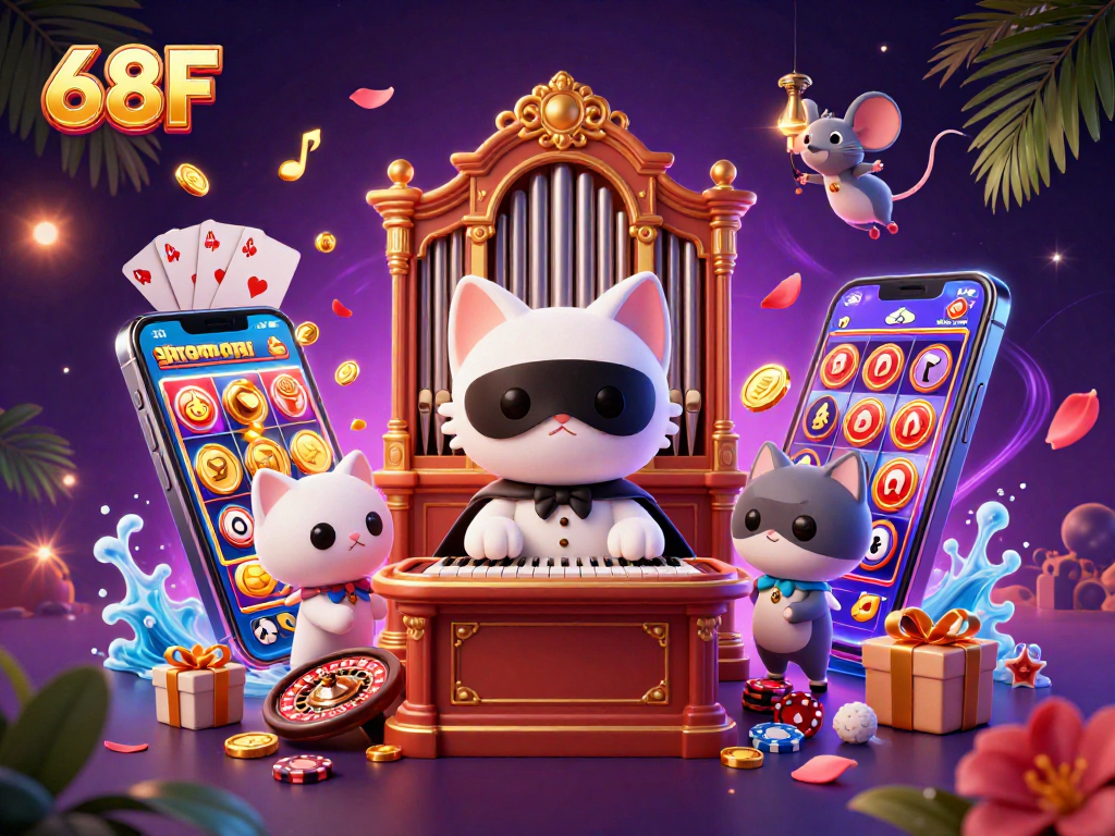 Explore a emoção dos jogos de cassino em 68F com um gato fantasma no organo e acrobatas.