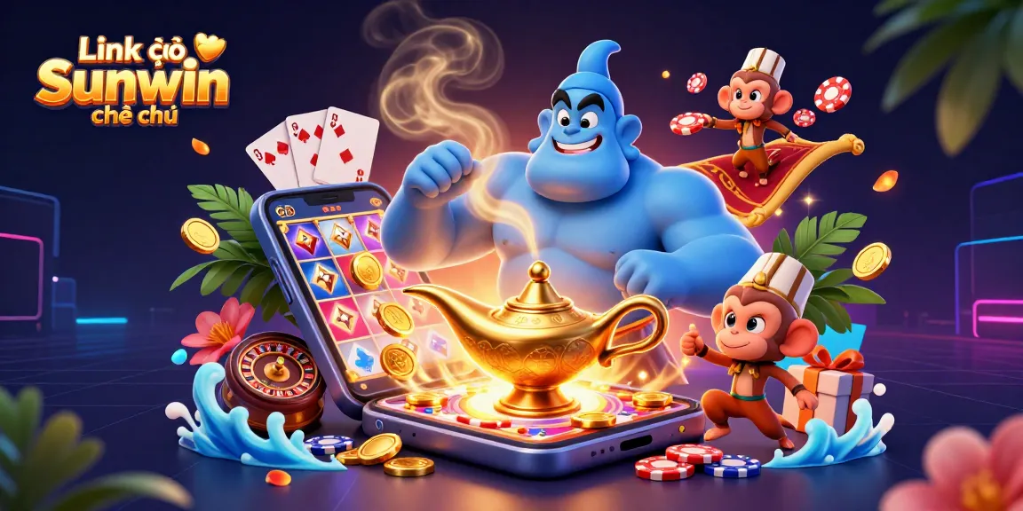 Play with the magic of Link vào Sunwin chính thức, featuring characters and vibrant casino elements for an exhilarating gambling experience.