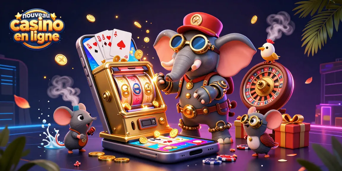 jouez sur un nouveau casino en ligne, avec un éléphant ingénieur steampunk opérant une machine à sous dynamique