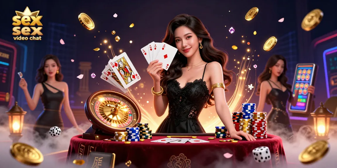 Engage in exciting sex video chat with vibrant casino elements and elegant ambiance.