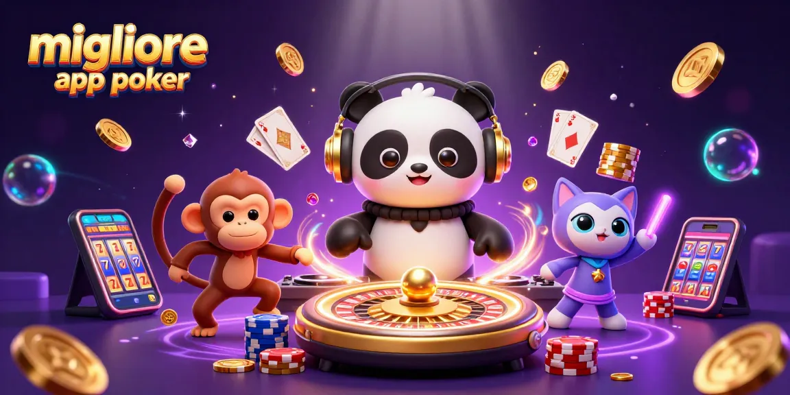 Migliore app poker: divertiti con il DJ panda e il gioco, circondato da chips e premi.