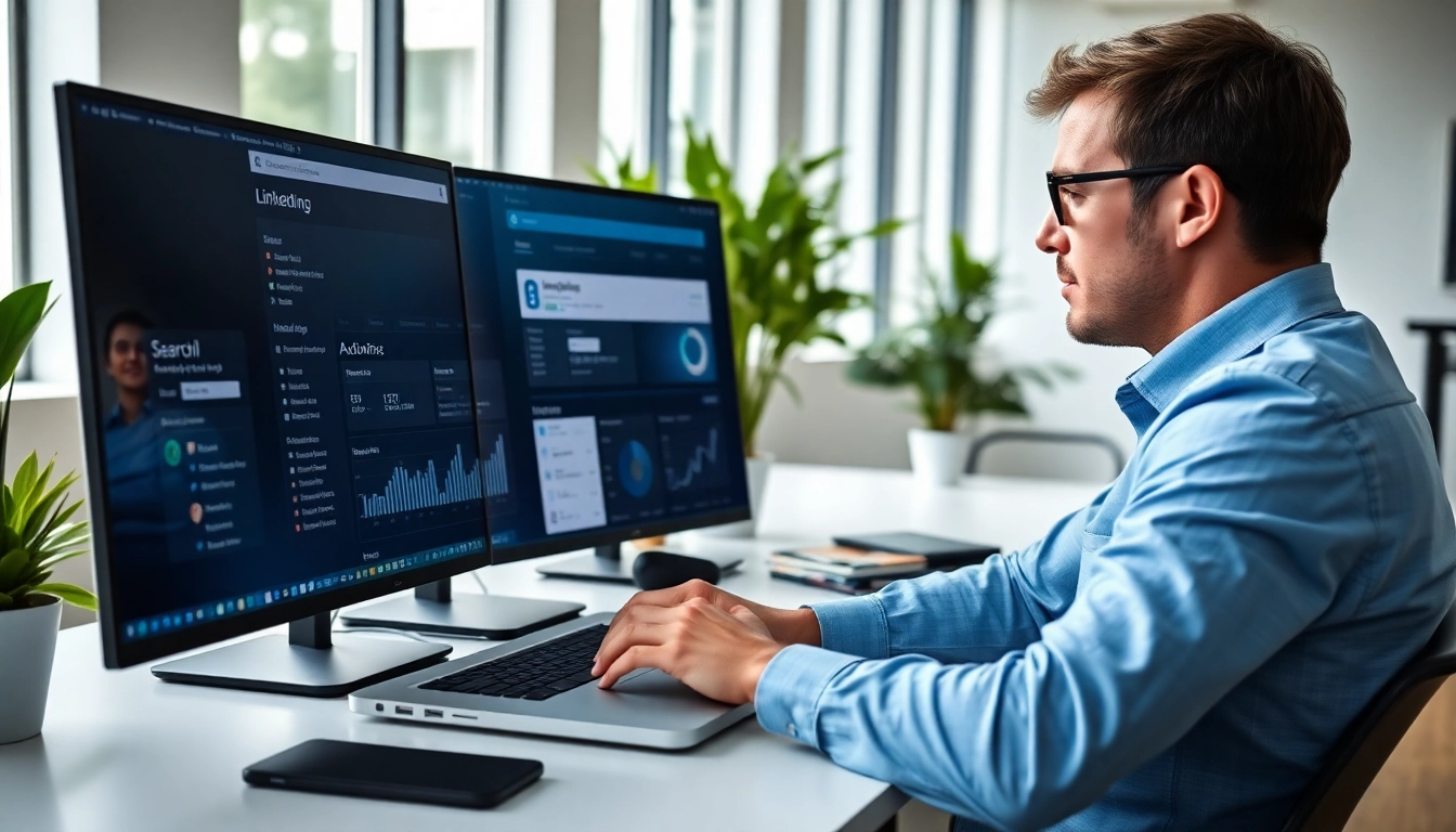 Analyze to scrape linkedin leads from search results, showcasing a data analyst in focus.