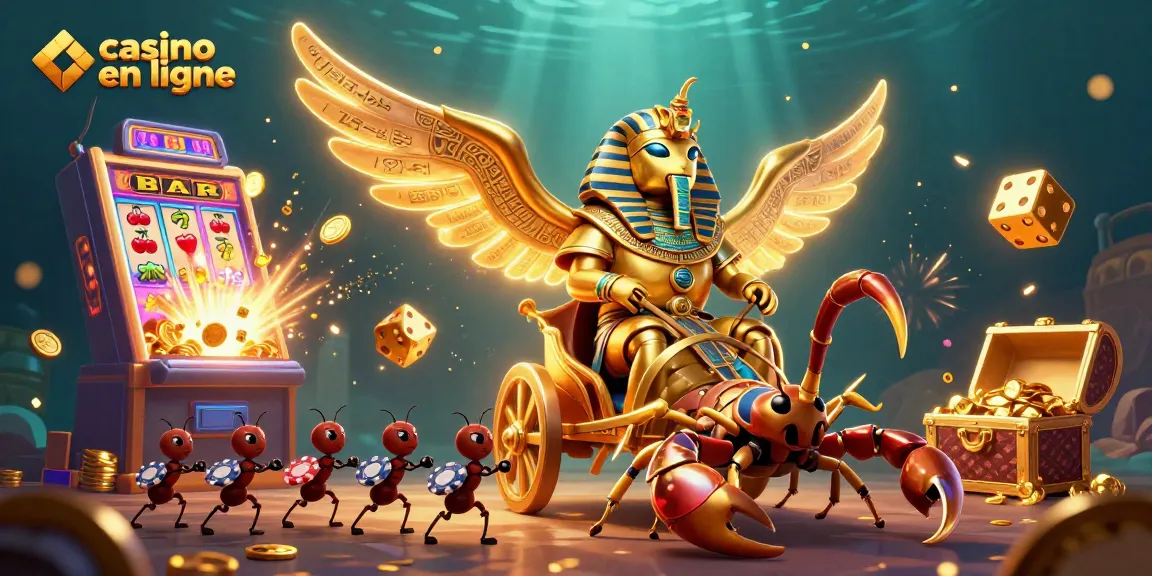Casino en ligne vibrant avec des personnages 3D et des machines à sous explosant de pièces.