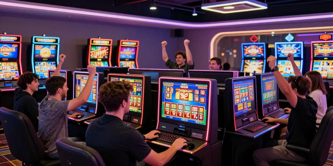 Exciting online gaming scene with players celebrating wins at slot deposit 5k casino.