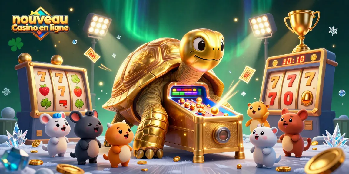Jouer aux machines à sous dans un nouveau casino en ligne avec des tortues et des petites créatures amicales.