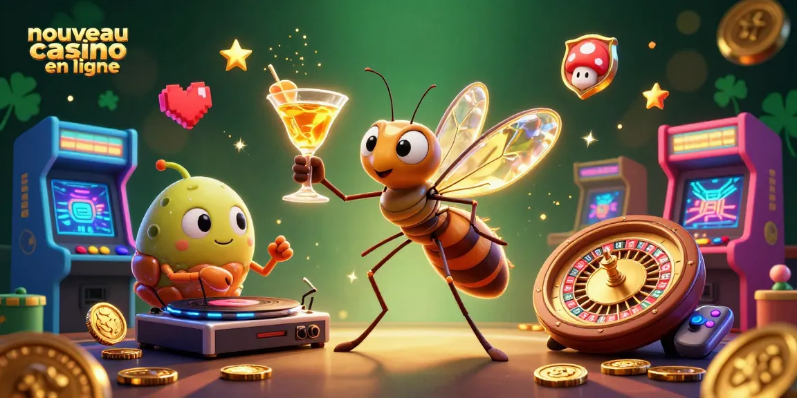 Découvrez le nouveau casino en ligne avec un moustique mascotte et un DJ fossile dans une scène vibrante.