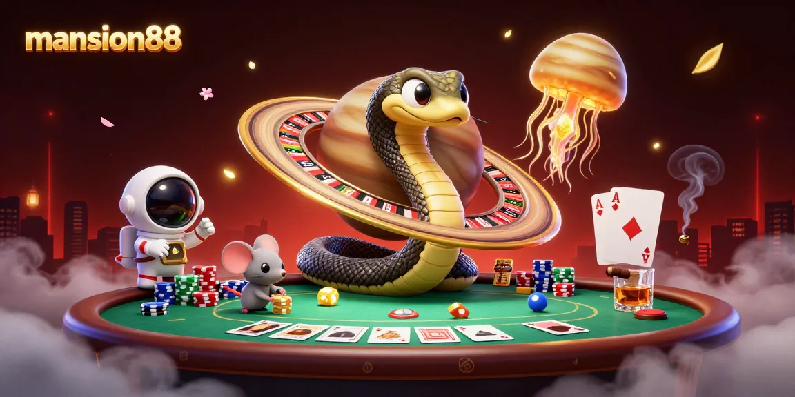 Experience the thrill of mansion88 betting with a cosmic casino scene featuring unique characters.
