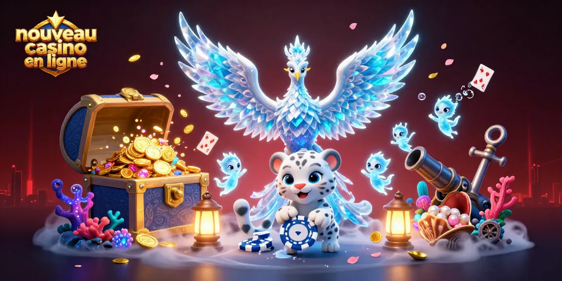 Jouez au nouveau casino en ligne avec des éléments amusants comme un phoenix de glace et des jetons de poker.