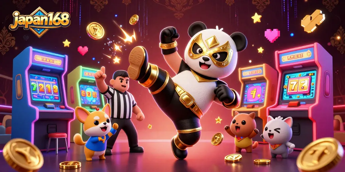 Join the thrilling action at japan168, where a panda wrestler's exceptional skills impress the cheering crowd!