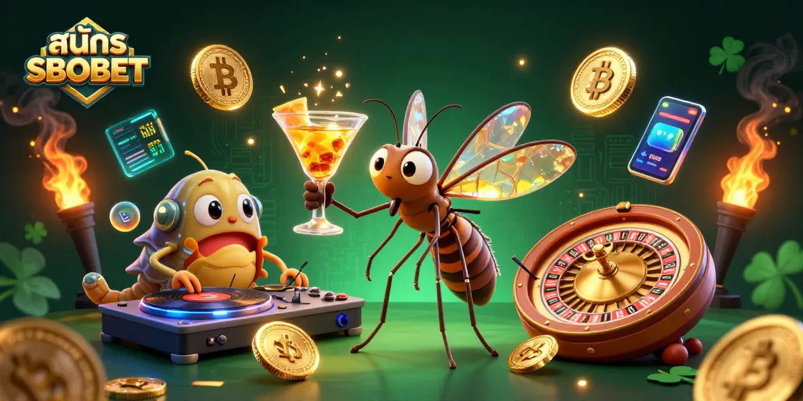 Enhancing your gaming experience with สมัคร SBOBET through vibrant casino scene showcasing unique characters and crypto elements.