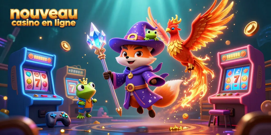 Le nouveau casino en ligne égaye les joueurs avec une illustration animée de magie et de jeux.