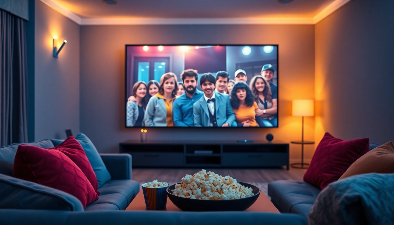 Experience the excitement of the latest web series online in a cozy home theater setting.