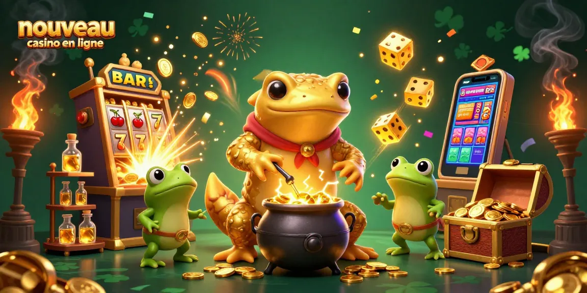 Illustration dynamique de "nouveau casino en ligne" avec un alchimiste et des éléments de jeu