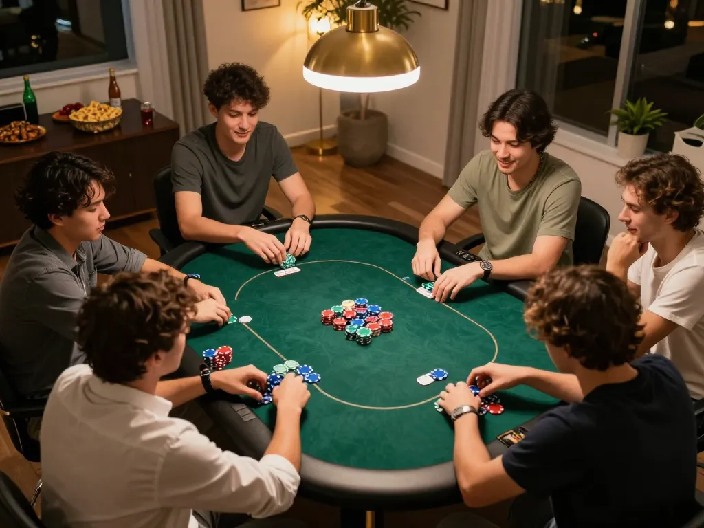 Exciting online poker game at home with friends enjoying iwinclub together.