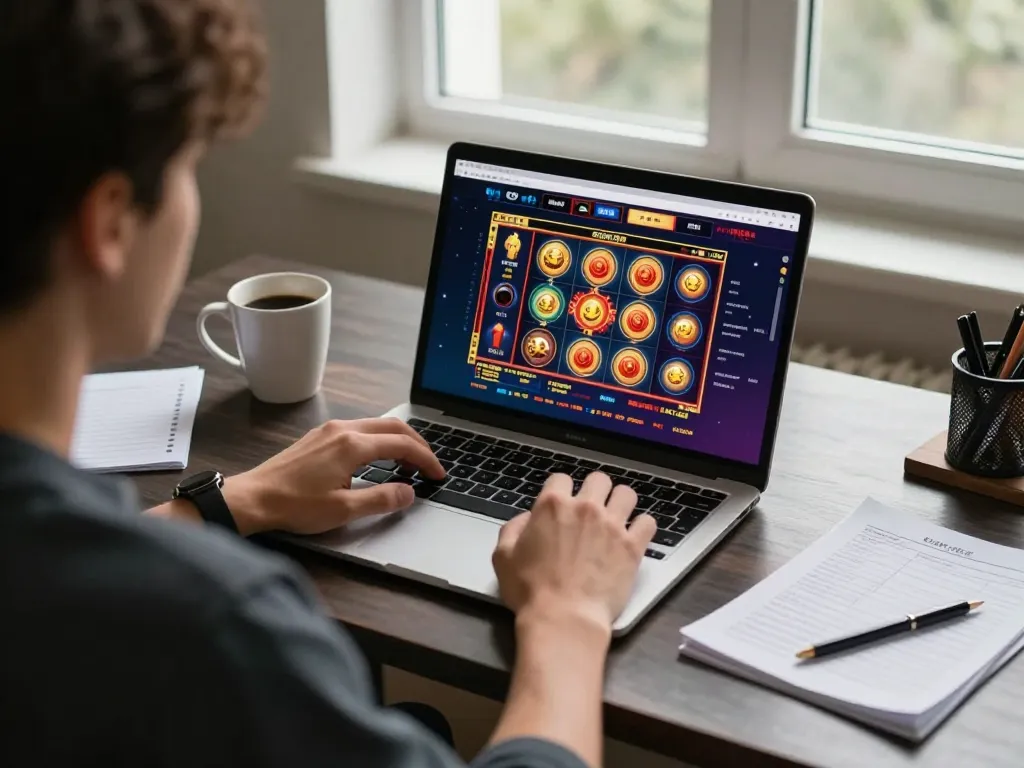 Engaging gaming session displaying Trang chủ Bet88 mới nhất on laptop screen, highlighting vibrant online casino interface.
