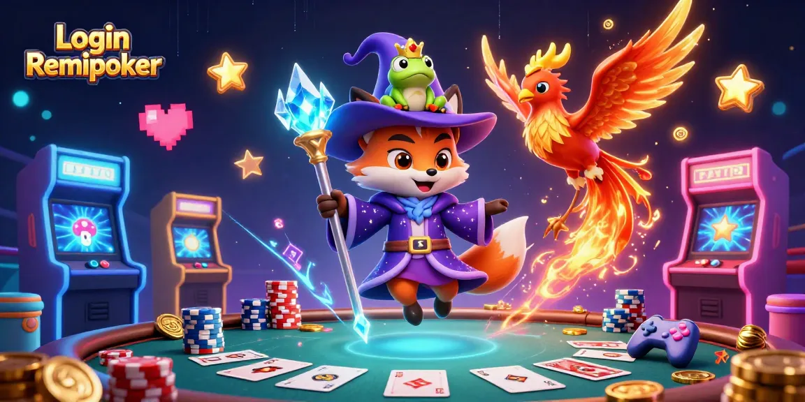 Win big at Login Remipoker with our immersive 3D poker experience illustration.