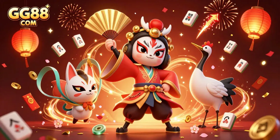 Engage in thrilling gaming with GG88 COM, highlighting vibrant Asian-themed characters and festive casino elements.