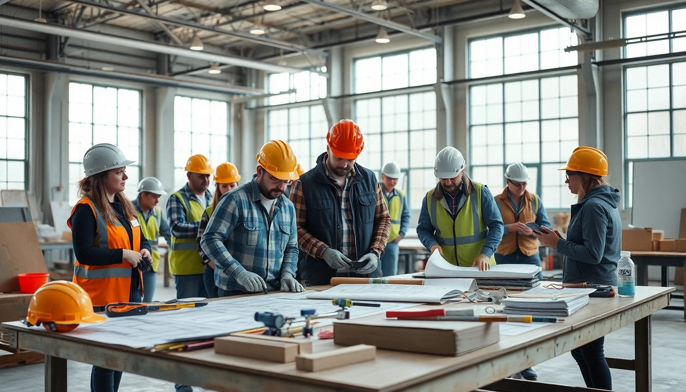 Engaging construction training session showcasing hands-on skill-building activities.