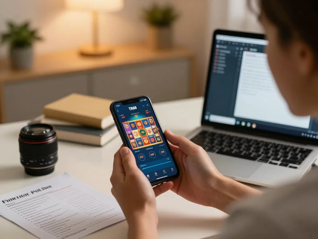 Player engages with the TR88 app for immersive online gambling experience on smartphone