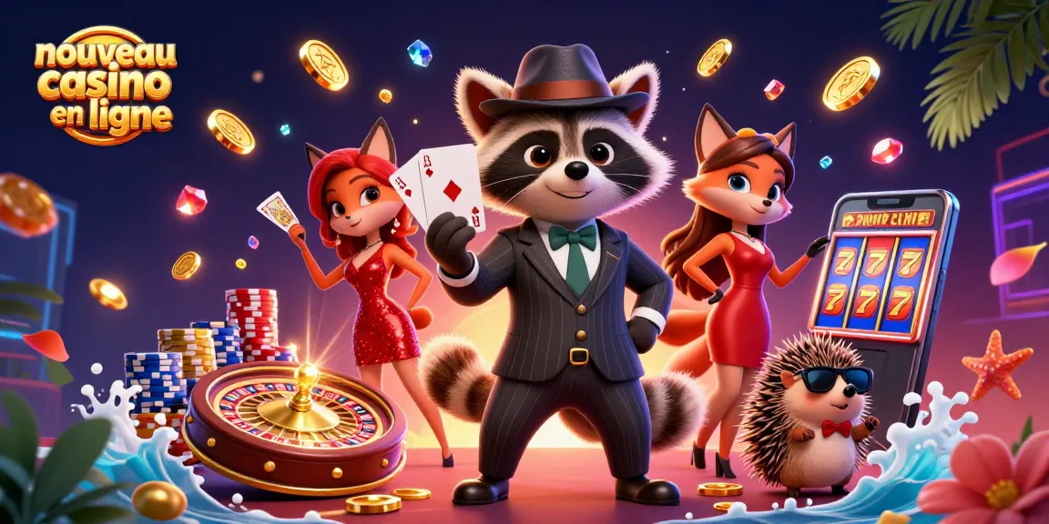 Le nouveau casino en ligne présente une scène animée avec un raton laveur, une renarde et un hérisson.
