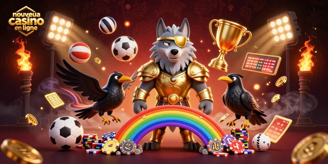 Illustration dynamique des jeux de casino en ligne avec le nouveau casino en ligne, intégrant des éléments de sport.