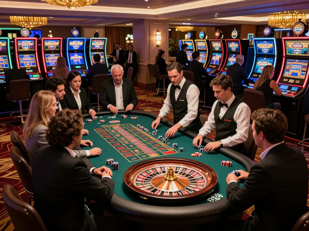 Exciting atmosphere at the Trang chủ 79king mới nhất casino with players engaging at roulette.