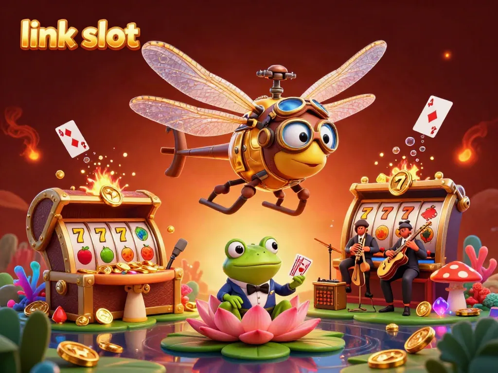 Menangkan hadiah di link slot dengan ilustrasi kasino 3D yang penuh warna dan detail.