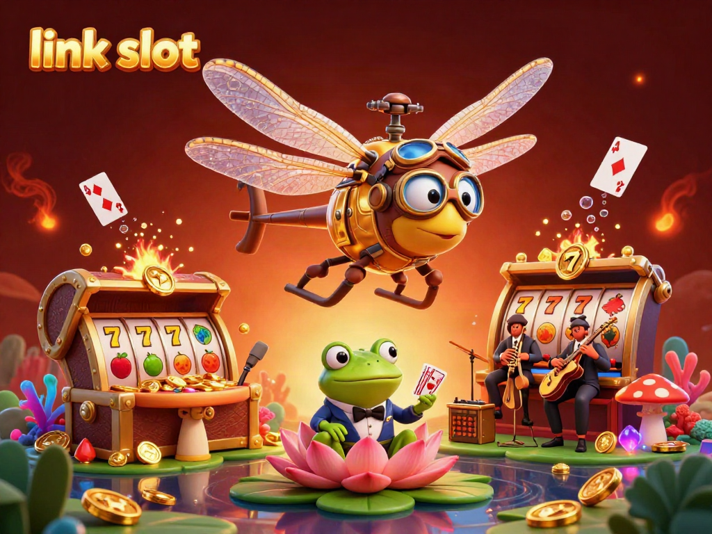 Menangkan hadiah di link slot dengan ilustrasi kasino 3D yang penuh warna dan detail.