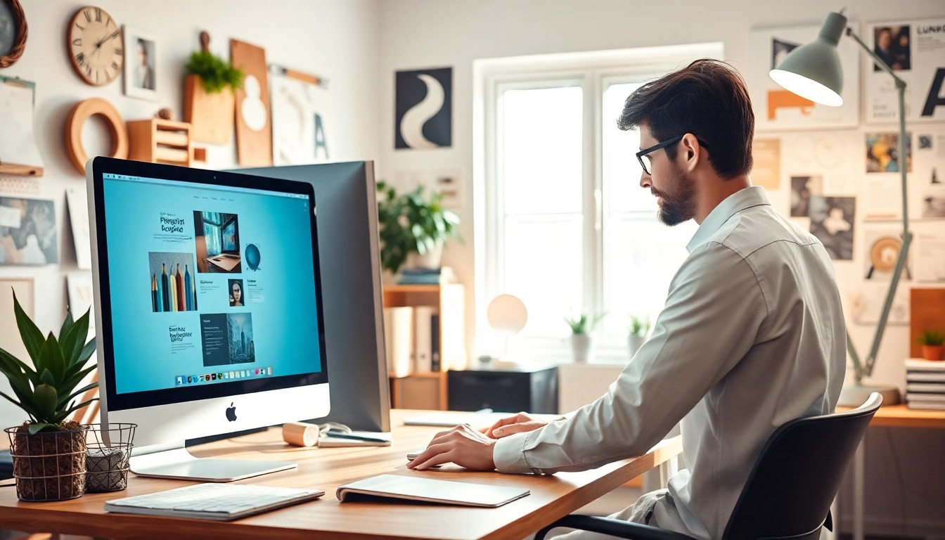 Engaging scene with Hereford Website Designers creating vibrant web designs in a cozy office