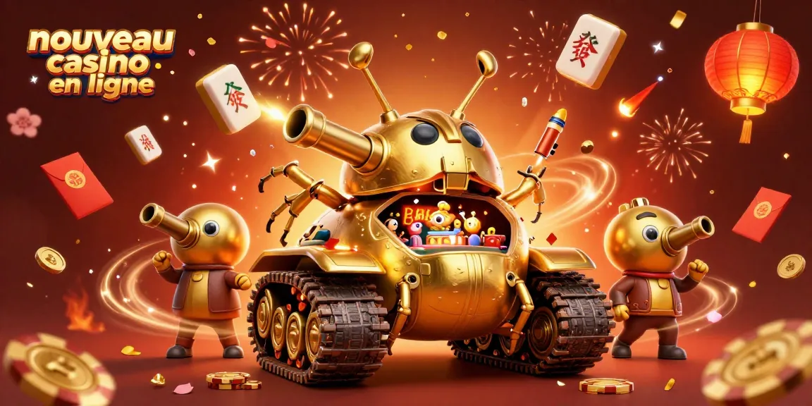 Cette illustration montre un nouveau casino en ligne avec des éléments de jeu captivants et des confettis dorés.