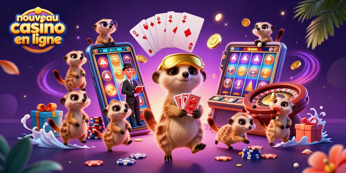 Illustration du nouveau casino en ligne avec des suricates dans des rôles de jeu captivants.