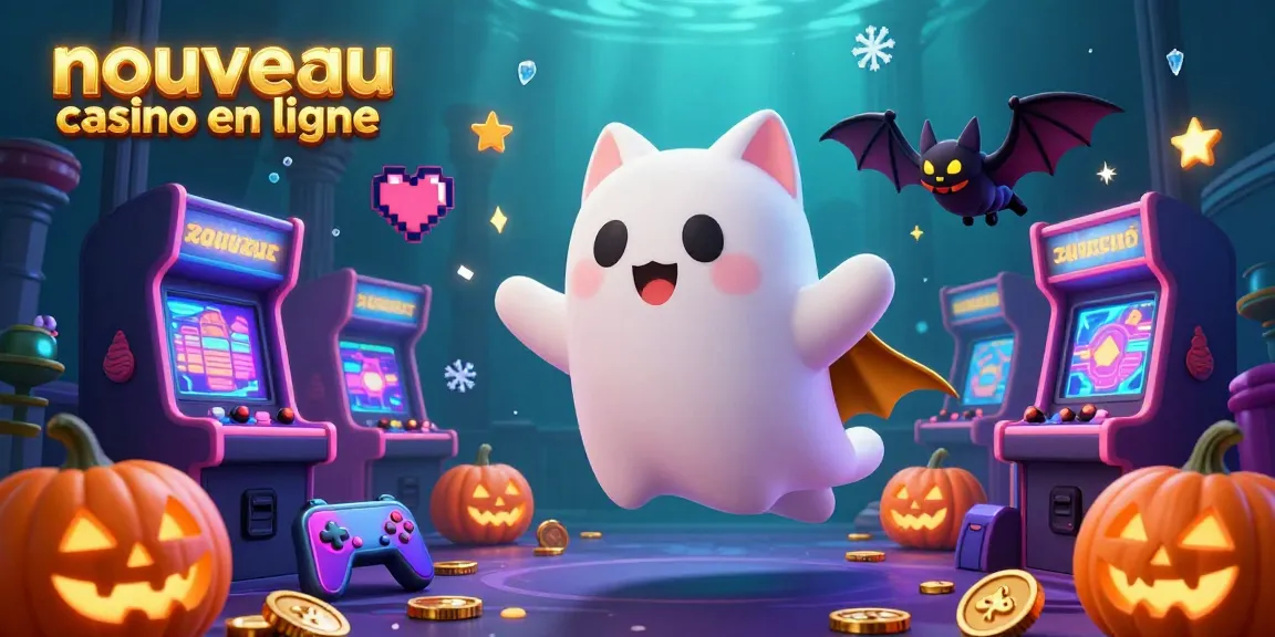 Découvrez le nouveau casino en ligne avec un chat fantôme et un vampire dans une illustration hantée.